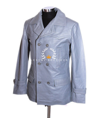 L.B HERREN KRIEGSMARINE GRAU DEUTSCH U-BOOT SEEMANNSJACKE RINDSLEDER DECK JACKE