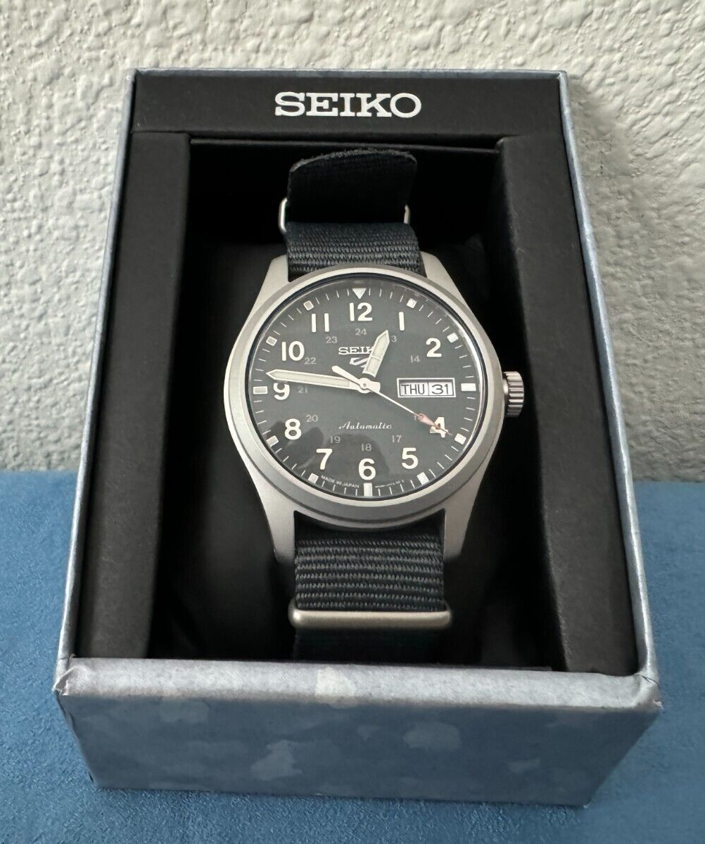 Pre-owned Seiko 5 Sports Collection Blue-gray Dial, Stainless Steel Watch For Men Srpg31