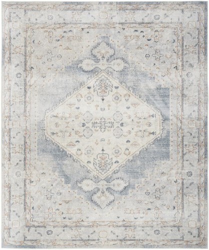 8 X 10 Светло-голубых ковриков Oriental Power Loom, которые можно стирать в стиральной машине