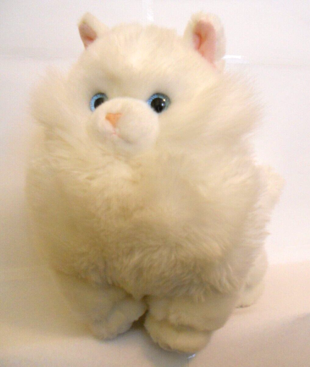 Fat White Fluffy Cat 8 Inch Stuffed Toy (No Tags At All)