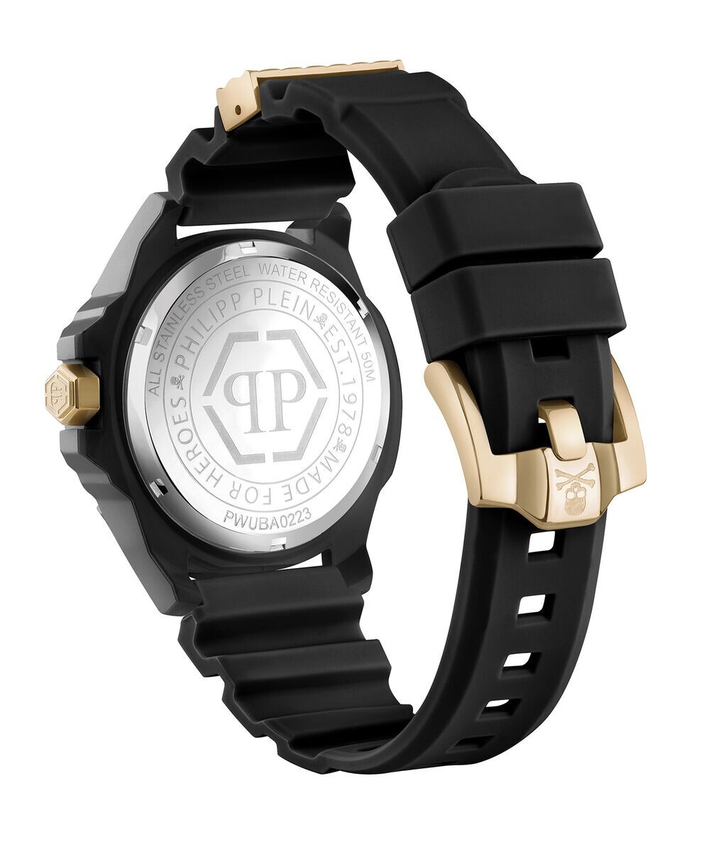Pre-owned Philipp Plein The $kull Ecoceramic Men's Watch Black Silicone Strap – Pwuba0223