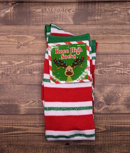 - Christmas  -  Red And Green Sparkly/white Stripes