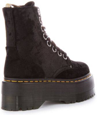 Pre-owned Dr. Martens Dr Martens Vegan Jadon Max Crushed Velvet Platform Womens Boot Black Us 4 - 9