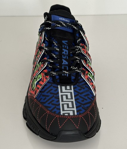 Pre-owned Versace Men's Greca Chain Reaction Sneakers Black 13 (46 Euro) It Dsu8094 It In Multicolor