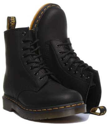Pre-owned Greasy Dr Martens 1460  Unisex Leather Ankle Boots In Black Size Us 4 - 12