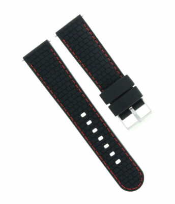 22MM RUBBER STRAP BAND FOR 45-45.5MM OMEGA SEAMASTER PLANET OCEAN RED STITCH