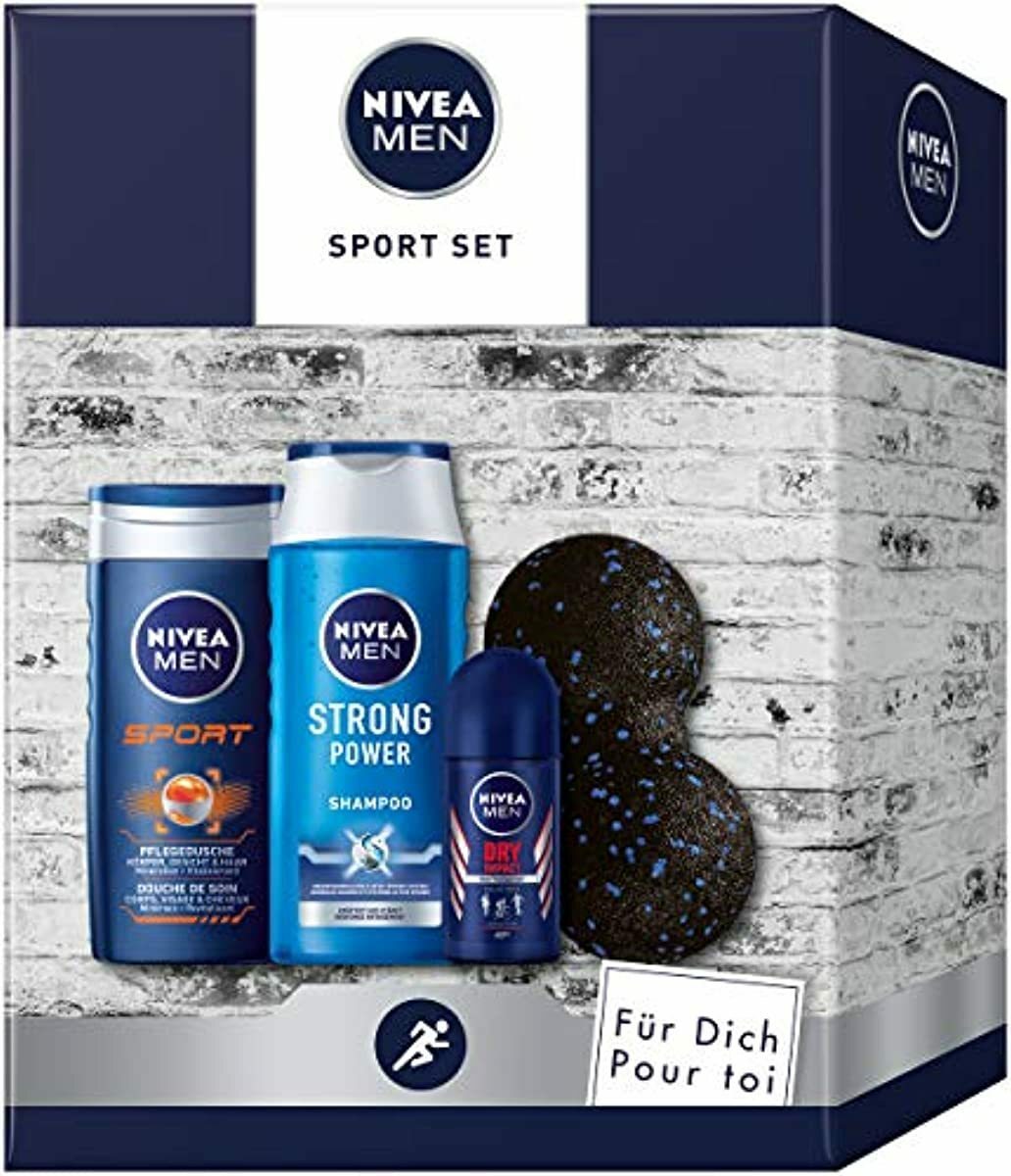 NIVEA MEN Sport Geschenkset, Geschenk für Männer mit Pflegedusche, Shampoo, An