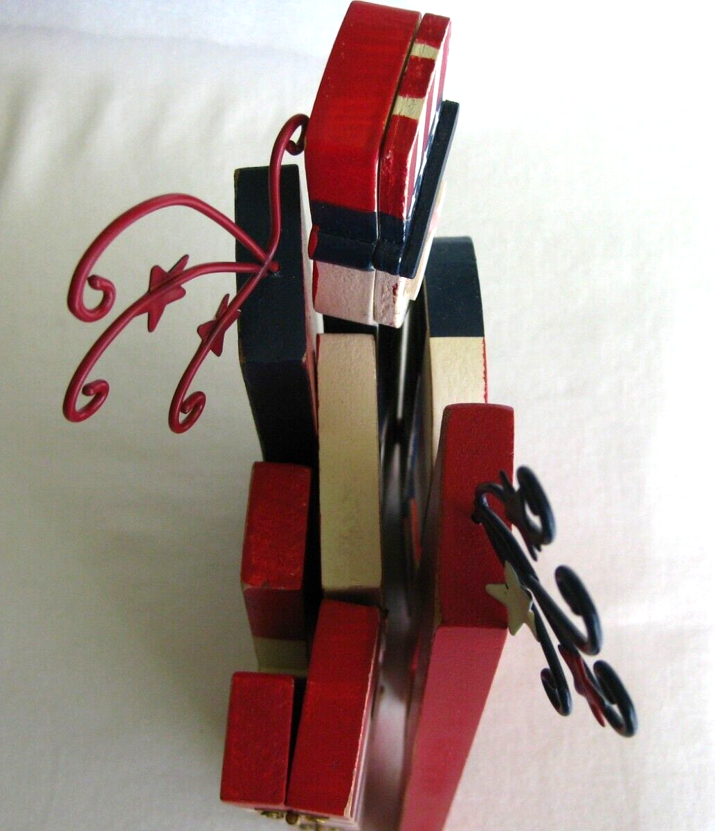 Patriotic Wooden Hinged AMERICA Word Art Sign Plaque Home Decor Uncle Sam