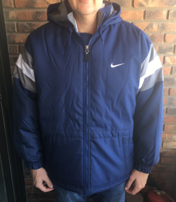 Vintage Nike Winter Jacket M 1990's tags NOS Blue White Hood Classic jordán air