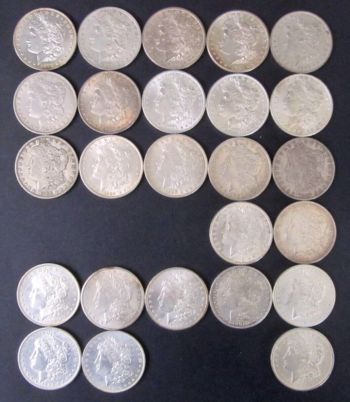 1878-1921 Morgan Silver Dollar Date/Year Set 25 Diff. Dates Mostly