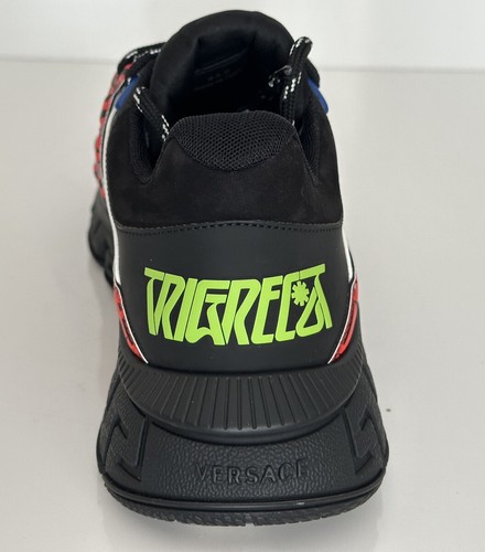 Pre-owned Versace Men's Greca Chain Reaction Sneakers Black 13 (46 Euro) It Dsu8094 It In Multicolor