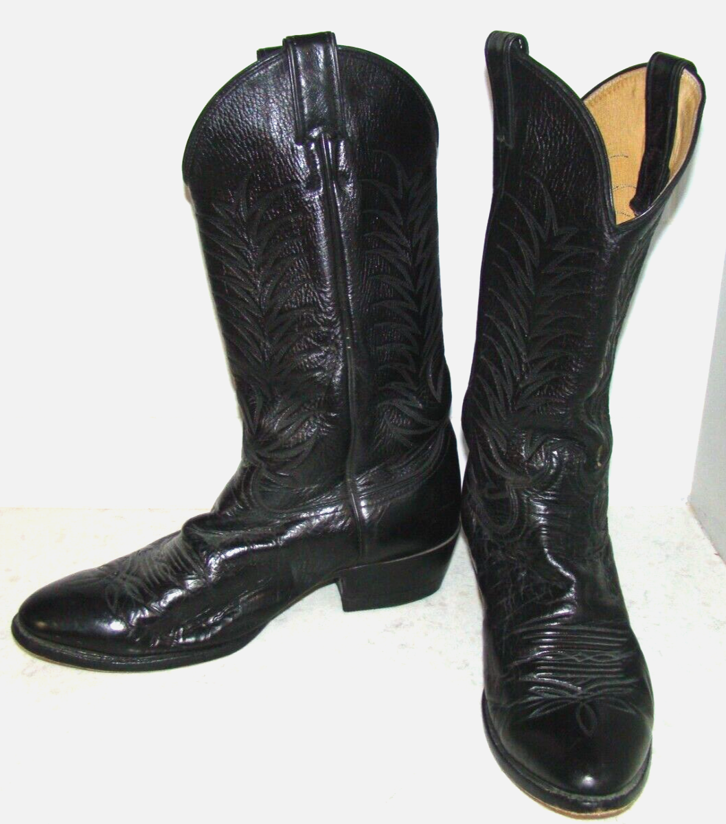 Vintage Justin Mens Size 9.5 EE Black Leather 14