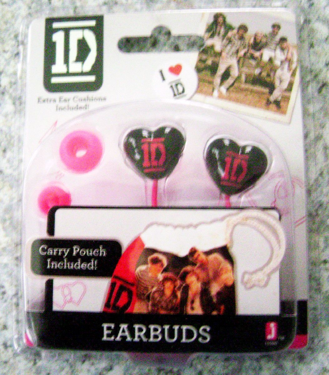One Direction  1D Earbuds Set wExtra Ear Cushions & Pouch Included