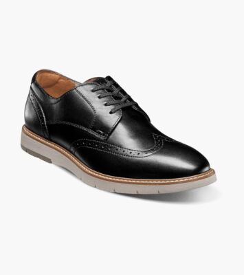 Мужские модельные туфли-оксфорды Florsheim Vibe из черной кожи со шнуровкой на кончиках крыльев