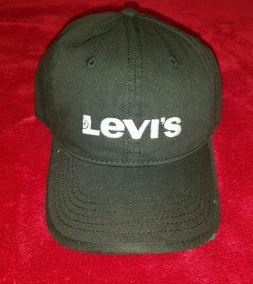 Levis Famous Brand Name Denim Jeans Solid Black Logo Snapback Hat Cap