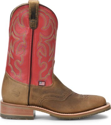 Pre-owned Double-h Boots Men's Roger 11" Domestic Wide Square Toe I.c.e.™ Roper Soft Toe W In Red
