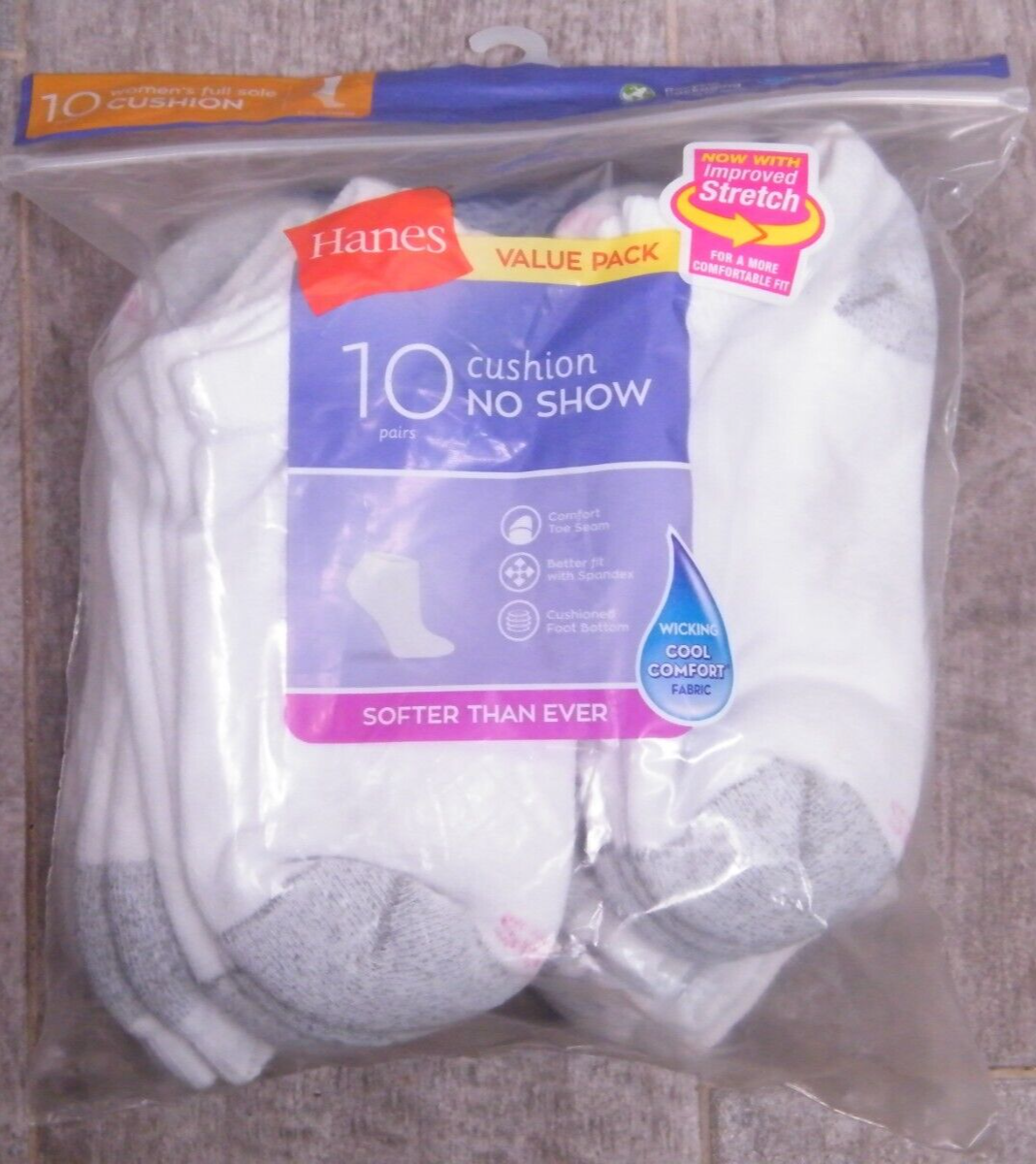 BRAND NEW WOMEN'S SIZE 5-9 HANES 10 PACK COOL COMFORT NO SHOW SOCKS