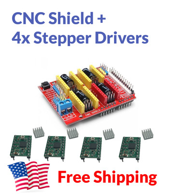 Arduino UNO CNC Shield Kit incl. 4x A4988 Stepper Drivers - Free USA Shipping