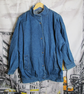 Round collar sale denim jacket