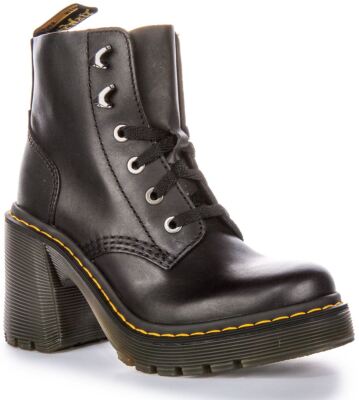 Pre-owned Dr. Martens Dr Martens Jesy Sendal 6 Eye Lace Up Womens Heel Boot Black Us 5 - 11