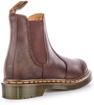 Pre-owned Dr. Martens Dr Martens 2976 Yellow Stitch Crazy Horse Leather Mens Boots Brown Size 3 - 12