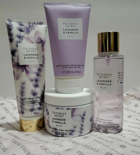 4 PCS SET VICTORIA'S SECRET LAVENDER & VANILLA RELAX BODY