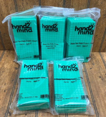 NEW Classroom Lot of 5 hand2mind Base Ten Flats Foam Green 10-Packs - 50 Total