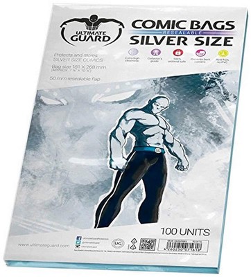 Ultimate Guard Comic Bags Resealable Silver Size (100) Ultimate Guard