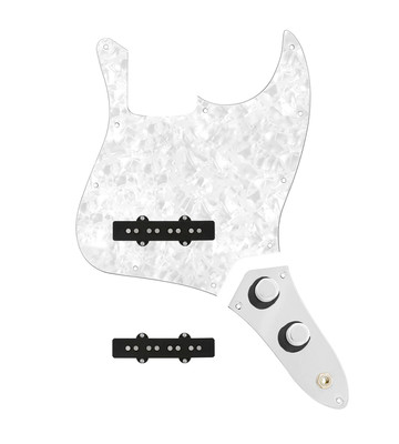 920D Custom Jazz Bass Loaded Pickguard With Groove (Modern) Pickups, White Pe...