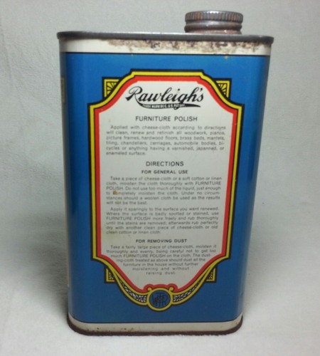 Can Collector Rawleighs Furniture Polish 1 Pint Can All Metal