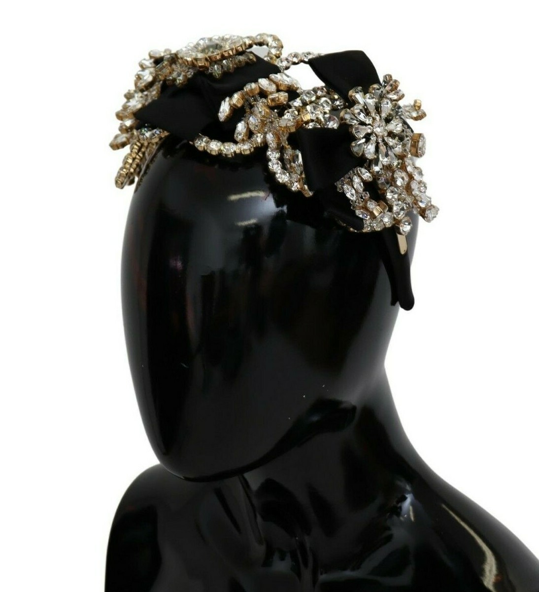 

DOLCE - GABBANA Повязка на голову с прозрачными кристаллами и шелковой диадемой Fiocco Рекомендуемая розничная цена 2600 долларов США, Черный