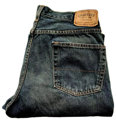 LEVIS SIGNATURE MEN'S RELAXED BLUE JEANS, 36 x 29, ZIPPER LEVIS SIGNATURE MEN'S RELAXED BLUE JEANS, 36 x 29, ZIPPER
