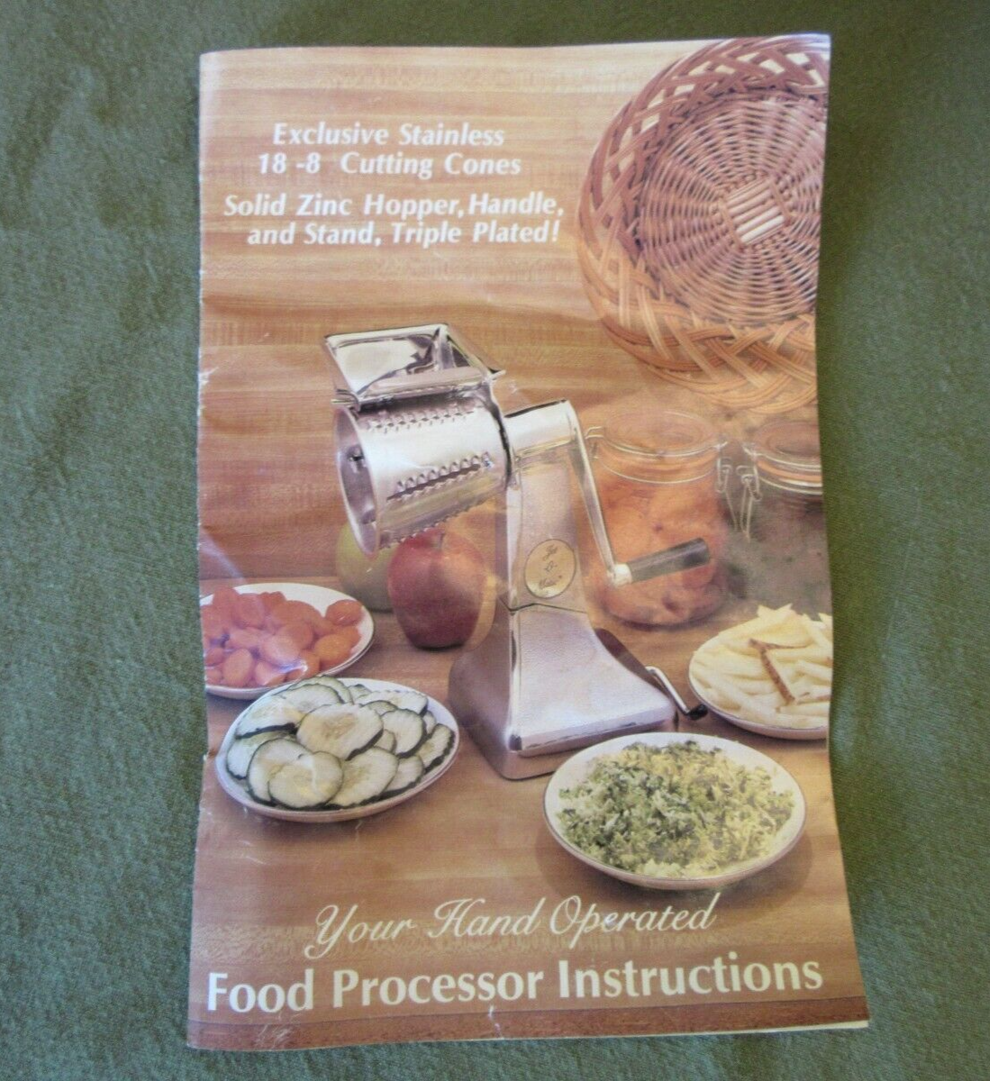 Health Craft Hand Crank Food Processor Chopper Shredded 5 Cones Complete NIB