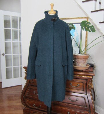 DKNY Coat Women's size L Teal Mid Length Snap Buttoned Buckle Coat