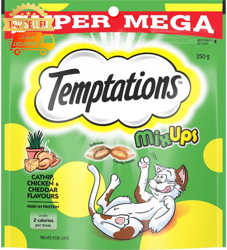 Mix-Ups Cat Treats 350g - Chicken, Catnip & Cheddar Flavour, Crunchy Snacks