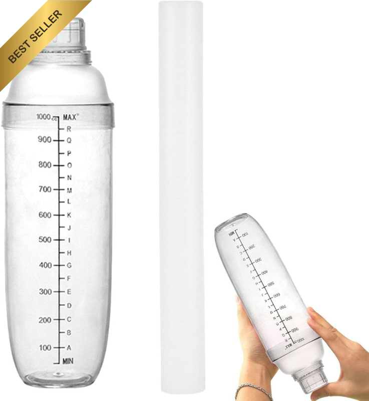 Cocktail Shaker 1000 Ml Four Piece PC Resin Bar Shaker with Measurement Scale an