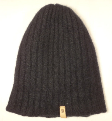 Fjallraven Byron Thin Black Wool Cuffed Beanie Hat Cap Ribbed Unisex Kid *Shrunk