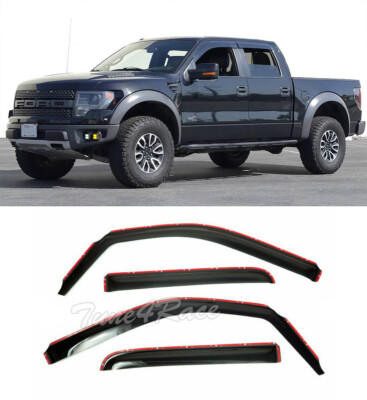 For 2009-14 Ford F150 Crew Cab Rain Guard Deflectors Window Visors IN-CHANNEL 