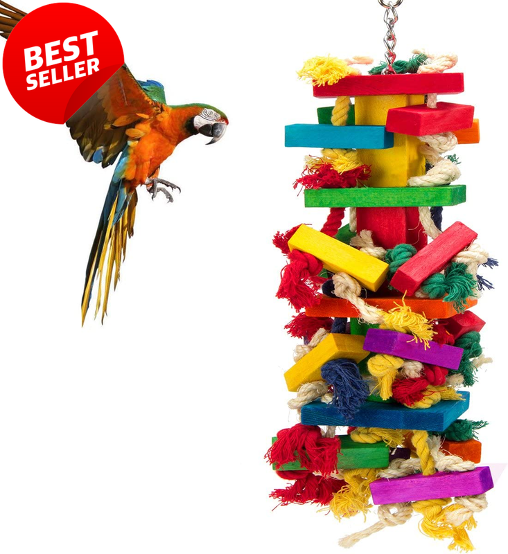 Extra Large Natural Wood Bird Toys Macaw African Grey Amazon Parrot Gift - US