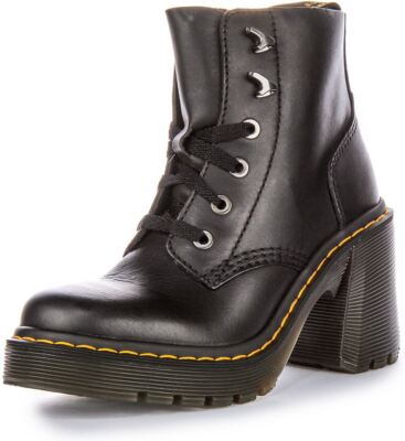 Pre-owned Dr. Martens Dr Martens Jesy Sendal 6 Eye Lace Up Womens Heel Boot Black Us 5 - 11