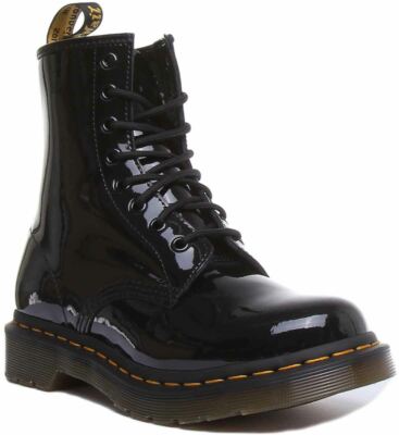 Pre-owned Dr. Martens Dr Martens 1460 Patent Womens 8 Eye Lace Up Boot In Black Patent Size Us 5 - 11