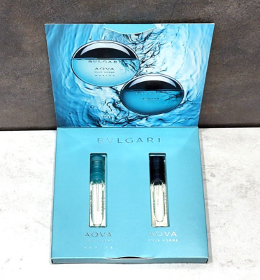 Blvgari Aqva & Marine Pour Homme EDT sample spray vials, carded