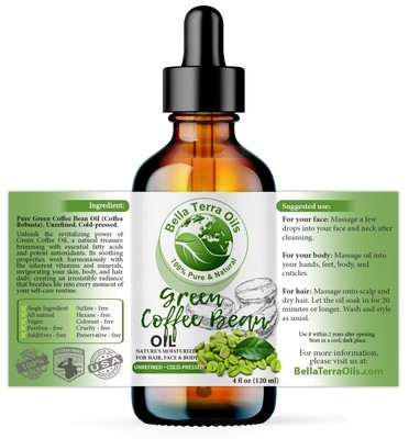 Green Coffee Bean Oil: Natural, Cold-Pressed, Ideal for Skin Rejuvenation
