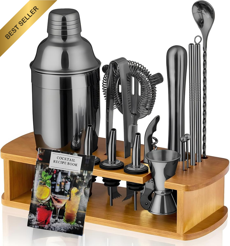 Cocktail Shaker Set Bartender Kit with Stand | Bar Set Drink Mixer Set with All