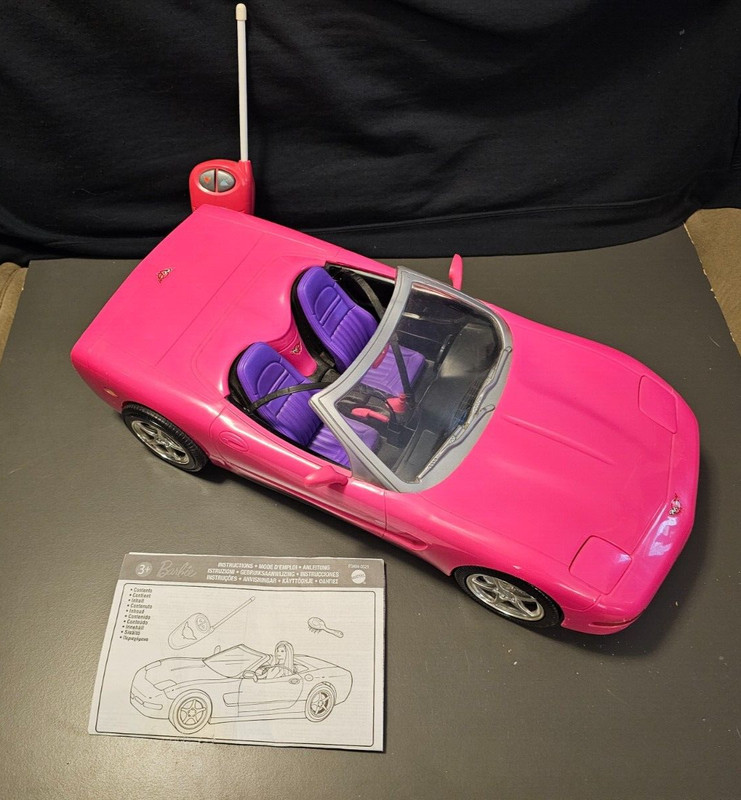 Barbie 2001 Pink R/C Corvette with Remote Control and manual