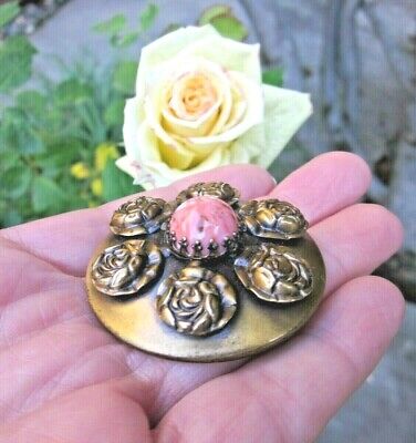 TWO Rose Gold Lacy Brass Riveted Flowers