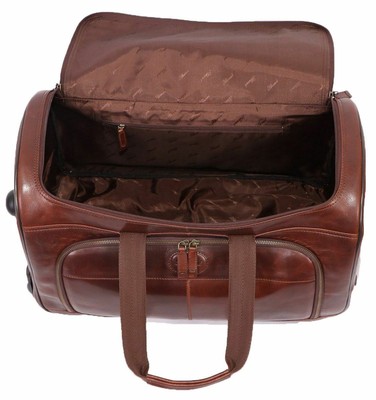 ASHWOOD LEATHER ASHWOOD LEATHER MENS LARGE WHEELED WEEKEND HOLDALL - BROWN