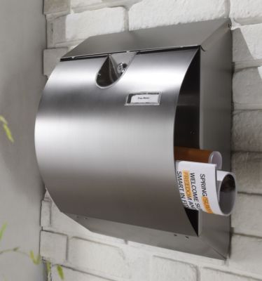 großer Briefkasten aus Edelstahl Postkasten Wandbriefkasten mit Zeitungsfach G