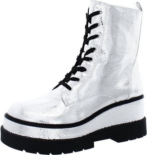 Pre-owned Jessica Simpson Women's Imelda Platform Combat Boot In Silver