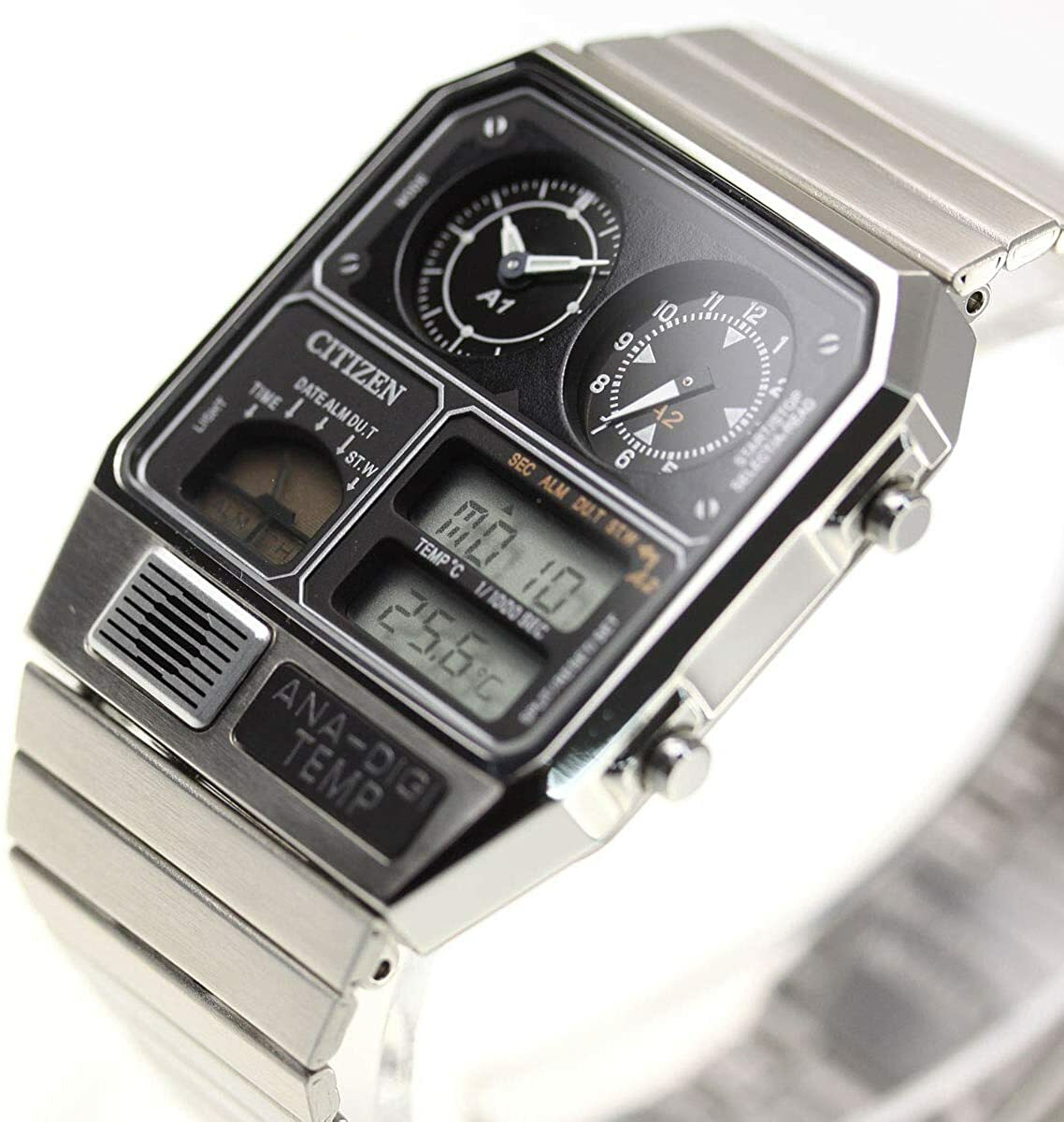 Pre-owned Citizen Ana-digi Temp Jg2101-78e Silver Analog Digital Men Watch From Japan